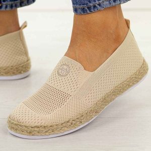 Beżowe espadryle damskie Vinceza 13659. Brązowe espadryle VINCEZA, bez wzorów, z bawełny, bez obcasa. Za 129,00 zł.