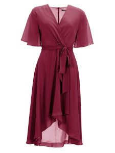 SWING Sukienka w kolorze czerwonym rozmiar: 38. Czerwone sukienki Swing, bez wzorów, z asymetrycznym kołnierzem, bez ramiączek, midi, asymetryczne. Za 219,45 zł.