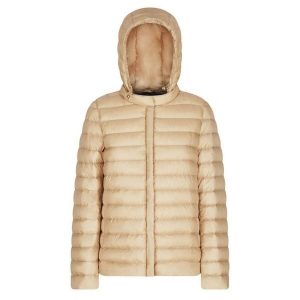 Kurtka GEOX D JAYSEN Jasnobrązowy. Brązowe kurtki Geox, bez wzorów, z tkaniny, bez kaptura. Za 529,99 zł.