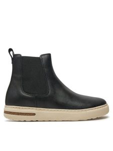 Birkenstock Sztyblety Bend Chelsea Lena 1028473 Czarny. Czarne botki Birkenstock, bez wzorów, ze lnu, bez obcasa, na płaskiej podeszwie, bez zapięcia. Za 559,99 zł.