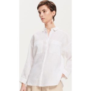 Lniana koszula - Biały. Koszule marki Reserved. Za 119,99 zł.
