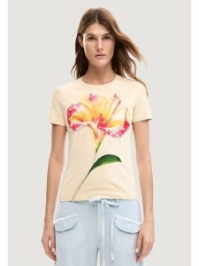 Desigual T-Shirt Estocolmo 26SWTK03 Beżowy Regular Fit. Brązowe t-shirty Desigual, l, bez wzorów, z bawełny, bez kołnierzyka, bez ramiączek. Za 149,99 zł.