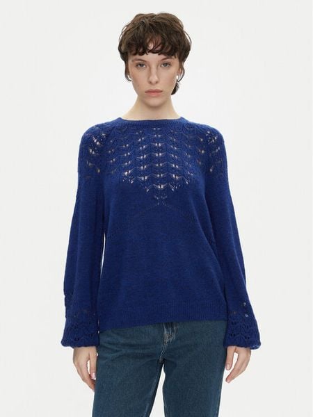 Pepe Jeans Sweter Naina PL702241 Niebieski Regular Fit. Niebieskie swetry klasyczne Pepe Jeans, s, z jeansu, bez kołnierzyka. Za 319,99 zł.