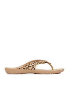 Crocs Japonki KADEE II LEOPARD FLIP W 206398-98R Beżowy. Brązowe klapki Crocs, bez wzorów, z tworzywa sztucznego, bez obcasa. Za 129,99 zł.