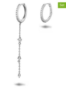 Les Favorites Srebrne kolczyki-kreole (2 szt.) z cyrkoniami rozmiar: onesize. Szare kolczyki Les Favorites, z cyrkonią, srebrne. Za 86,99 zł.