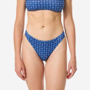 Dół kostiumu kąpielowego damski Decathlon Lulu Keyshot. Niebieskie bikini DECATHLON, bez wzorów, z elastanu. Za 39,99 zł.