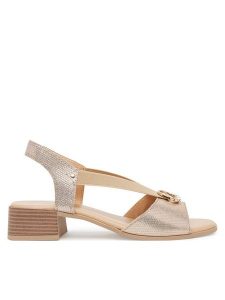 Go Soft Sandały RST-6088-05 Złoty. Żółte sandały Go Soft, bez wzorów, z nubiku, bez obcasa, na słupku, bez zapięcia. Za 169,99 zł.