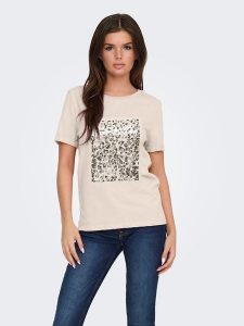 JDY Koszulka w kolorze beżowym rozmiar: XXL. Brązowe bluzki JDY, xxl, bez wzorów, z bawełny, bez kołnierzyka, bez ramiączek. Za 48,39 zł.