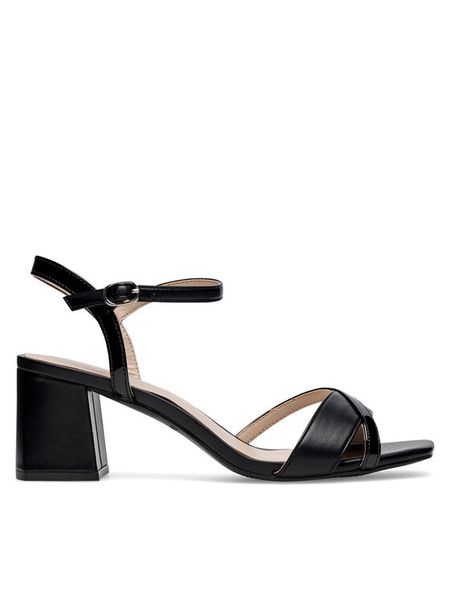 Clara Barson Sandały WYL3662-1 Czarny. Czarne sandały Clara Barson, bez wzorów, z syntetyku, bez obcasa, na słupku, bez zapięcia. Za 119,99 zł.