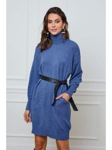 Joséfine Sukienka dzianinowa "Halof" w kolorze niebieskim rozmiar: XL. Niebieskie sukienki Joséfine, xl, bez wzorów, z dzianiny, bez kołnierzyka, bez ramiączek, mini. Za 187,99 zł.