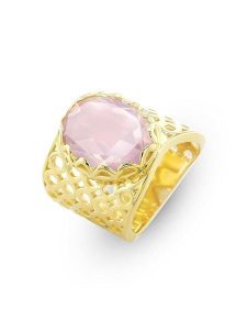 Nomad Pozłacany pierścionek z kwarcem różowym rozmiar: 50. Różowe pierścionki Nomad, z kwarcem, pozłacane. Za 339,00 zł.