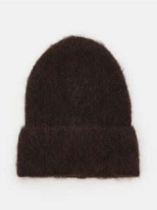 Czapka beanie z domieszką wełny i alpaki - brązowy. Brązowe czapki Sinsay, bez wzorów, z wełny. Za 29,99 zł.
