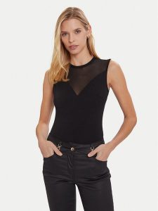Morgan Bluzka 252-DIMARA Czarny Slim Fit. Czarne bluzki Morgan, s, bez wzorów, z syntetyku, bez kołnierzyka, bez ramiączek. Za 139,99 zł.