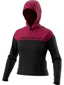 DYNAFIT Bluza funkcyjna w kolorze czarno-fioletowym rozmiar: L. Czarne bluzy Dynafit, l, bez wzorów, z materiału, z kapturem. Za 223,99 zł.