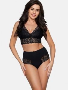 Figi Model BBL 187 Black - Babell. Czarne figi Babell, w ażurowe wzory, z bawełny. Za 64,45 zł.