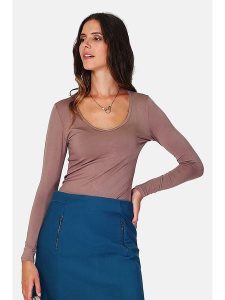 ASSUILI Koszulka w kolorze szarobrązowym rozmiar: 42. Brązowe bluzki Assuili, bez wzorów, klasyczne, bez kołnierzyka, bez ramiączek. Za 70,24 zł.