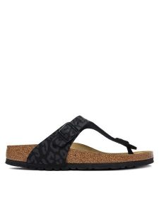 Birkenstock Japonki Gizeh 1032082 Czarny. Czarne klapki Birkenstock, bez wzorów, ze skóry, bez obcasa. Za 449,99 zł.