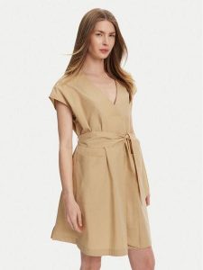 Weekend Max Mara Sukienka codzienna Mitico 2515221132 Beżowy Regular Fit. Brązowe sukienki Weekend Max Mara, na co dzień, bez wzorów, z bawełny, bez kołnierzyka, bez ramiączek, proste. Za 609,99 zł.