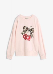 Szeroka bluza z czystej bawełny organicznej. Czerwone bluzy bonprix, bez wzorów, z bawełny, bez kaptura. Za 109,99 zł.