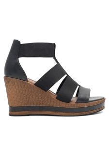 Lasocki Sandały CORTE WI23-CORTE-01 Czarny. Czarne sandały Lasocki, bez wzorów, z materiału, bez obcasa, na koturnie, bez zapięcia. Za 189,99 zł.
