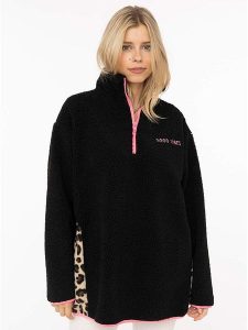 Zwillingsherz Bluza polarowa "Leo" w kolorze czarnym rozmiar: S. Czarne bluzy Zwillingsherz, s, bez wzorów, z polaru, bez kaptura. Za 154,95 zł.