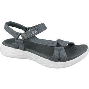 Sandały damskie, Skechers On The Go 600. Szare buty trekkingowe Skechers, bez zapięcia. Za 229,99 zł.