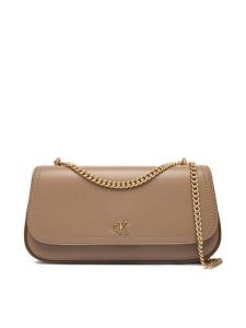 Calvin Klein Torebka Ck Convertible Chain Small Bag LV04F3172G Beżowy. Brązowe torebki wieczorowe Calvin Klein, bez wzorów, ze skóry, bez dodatków. Za 529,99 zł.