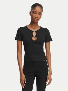 HUGO T-Shirt Diheart 50562071 Czarny Slim Fit. Czarne t-shirty Hugo, xs, bez wzorów, z bawełny, bez kołnierzyka, bez ramiączek. Za 279,99 zł.