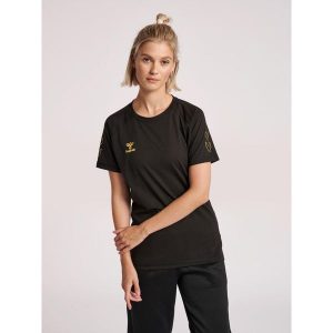 Koszulka damska Hummel hmlCIMA. Czarne bluzki Hummel, xs, bez wzorów, sportowe, bez kołnierzyka, bez ramiączek. Za 148,00 zł.