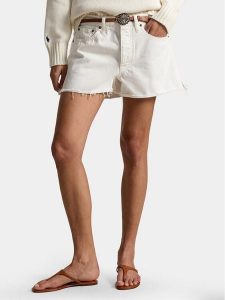 Polo Ralph Lauren Szorty jeansowe 211A12972001 Biały Straight Fit. Białe szorty Polo Ralph Lauren, bez wzorów, z bawełny. Za 689,99 zł.