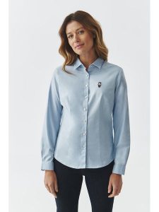 TATUUM Koszula "Eliza" w kolorze błękitnym rozmiar: 42. Niebieskie koszule Tatuum, z aplikacjami, bez kołnierzyka, bez ramiączek. Za 139,87 zł.