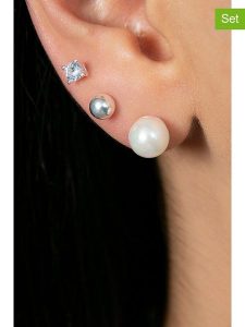 Lodie Silver Srebrne kolczyki-wkrętki (3 szt.) rozmiar: onesize. Szare kolczyki Lodie Silver, z cyrkonią, srebrne. Za 50,95 zł.