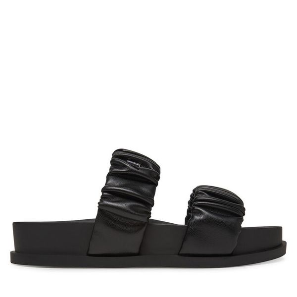 Klapki Armani Exchange. Czarne klapki Armani Exchange, bez wzorów, bez obcasa. Za 489,99 zł.