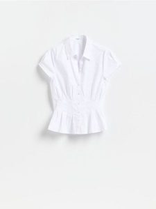 Taliowana koszula - biały. Białe koszule Reserved, l, bez wzorów, z bawełny, bez kołnierzyka, bez ramiączek. Za 89,99 zł.