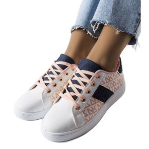 Inna Białe sneakersy z kolorowymi wstawkami Kessla. Białe trampki bez wzorów, bez zapięcia. Za 96,55 zł.