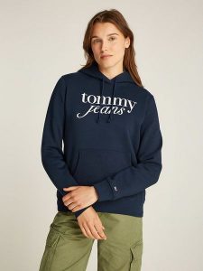 TOMMY JEANS Bluza w kolorze granatowym rozmiar: L. Niebieskie bluzy Tommy Jeans, l, bez wzorów, z bawełny, z kapturem. Za 223,99 zł.