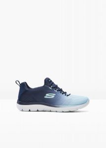 Sneakersy Skechers z pianką memory. Niebieskie buty sportowe bonprix, bez wzorów, bez zapięcia. Za 269,99 zł.