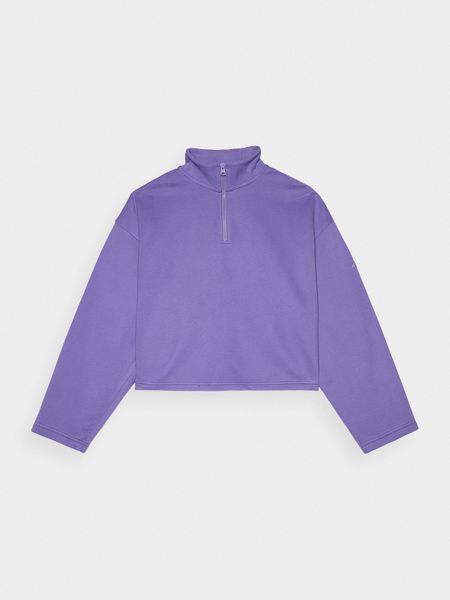 4F Bluza dresowa cropped nierozpinana bez kaptura damska - fioletowa XXL. Fioletowe bluzy 4f, xs, bez wzorów, z bawełny, bez kaptura. W wyprzedaży za 69,99 zł.