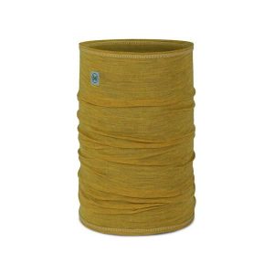 Chusta wielofunkcyjna z wełny merynosów Buff Merino Lightweight Multistripes. Żółte apaszki i chusty Buff, bez wzorów, z wełny, sportowe. Za 134,99 zł.