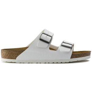 Klapki damskie BIRKENSTOCK ARIZONA. Białe klapki Birkenstock, bez wzorów, bez obcasa. Za 349,99 zł.