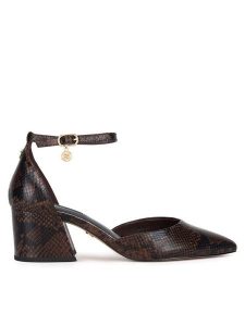 Nine West Czółenka WFA3358-1 Brązowy. Brązowe czółenka Nine West, bez wzorów, ze skóry, bez obcasa, bez zapięcia. Za 229,99 zł.