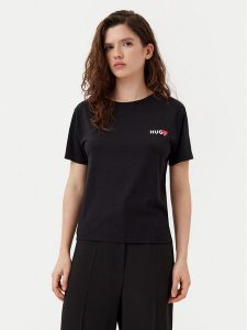 HUGO T-Shirt 50534300 Czarny Regular Fit. Czarne t-shirty Hugo, xxl, bez wzorów, z bawełny, bez kołnierzyka, bez ramiączek. Za 129,99 zł.