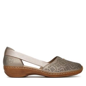 Półbuty Rieker. Półbuty Rieker, bez wzorów, bez obcasa, na płaskiej podeszwie, bez zapięcia. Za 339,99 zł.