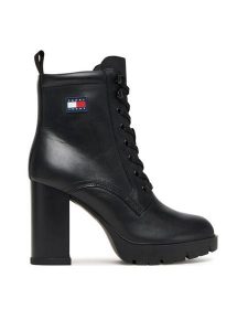 Tommy Jeans Botki Tjw Lace Up EN0EN02832 Czarny. Czarne botki Tommy Jeans, bez wzorów, z jeansu, bez obcasa, na słupku, bez zapięcia. Za 529,99 zł.