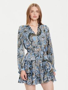 Guess Sukienka codzienna W5BK53 W2770 Niebieski Regular Fit. Niebieskie kombinezony Guess, s, z aplikacjami, z syntetyku, bez kołnierzyka, bez ramiączek. Za 419,99 zł.