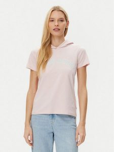 Guess T-Shirt W5GP28 J1314 Beżowy Regular Fit. Brązowe t-shirty Guess, s, z aplikacjami, z bawełny, bez kołnierzyka, bez ramiączek. Za 99,99 zł.