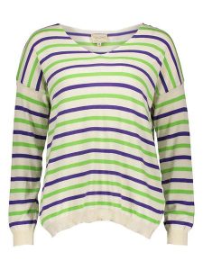 Herrlicher Sweter w kolorze kremowo-zielono-fioletowym rozmiar: XL. Brązowe swetry oversize Herrlicher, xl, bez wzorów, z bawełny, bez ramiączek. Za 100,99 zł.