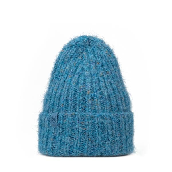 Czapka BUFF KNITTED & FLEECE BAND BEANIE EYLA LAKE. Niebieskie czapki Buff, bez wzorów, z elastanu. Za 133,50 zł.