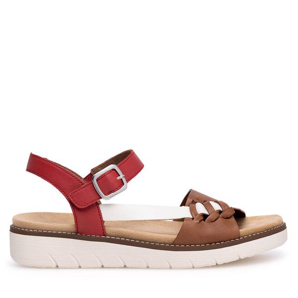 Sandały Remonte. Brązowe sandały Remonte, bez wzorów, bez obcasa, na płaskiej podeszwie, bez zapięcia. Za 289,99 zł.