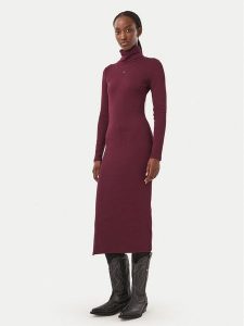 Tommy Jeans Sukienka dzianinowa Bodycon DW0DW23320 Fioletowy Slim Fit. Fioletowe kombinezony Tommy Jeans, s, bez wzorów, z bawełny, bez kołnierzyka, bez ramiączek. Za 329,99 zł.
